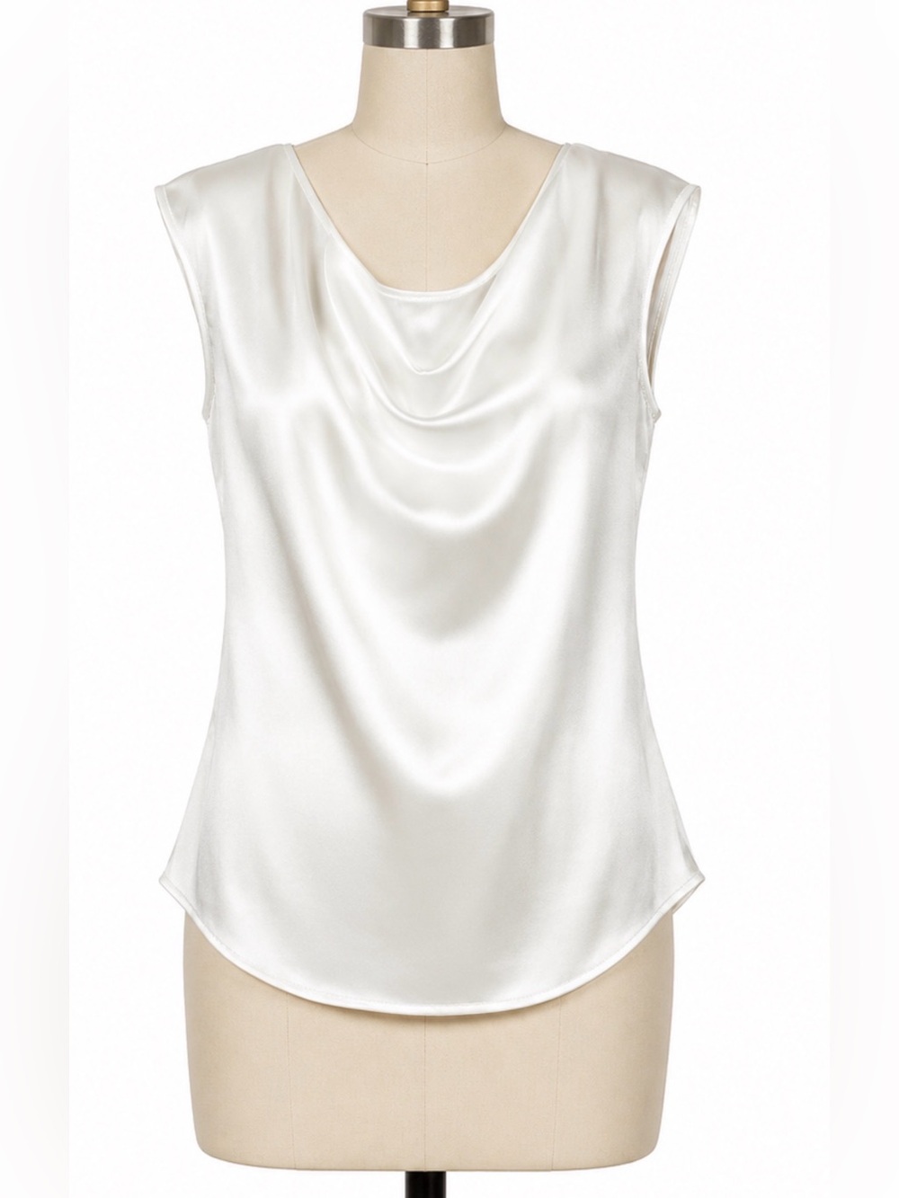 NWT White Satin Cowl Neck Sleeveless Blouse